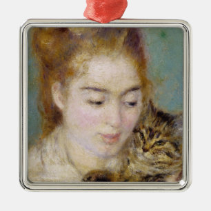 Adorno Metálico Pedro una mujer de Renoir el   con un gato