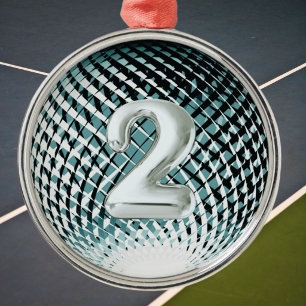 Adorno Metálico Pegatina de medalla de plata, ganadora del 2º pues