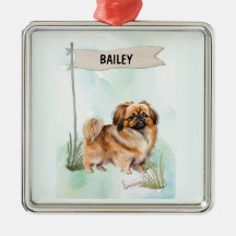 Pekinés Acuarela Perro Personalizado