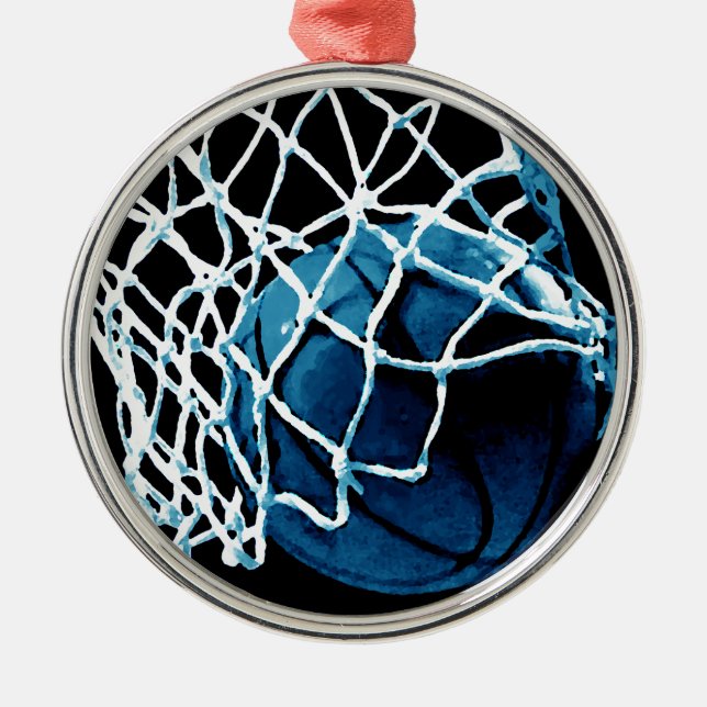 Adorno Metálico pelota de baloncesto azul (Frente)
