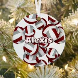 Adorno Metálico pelotas de voleibol gris maroon con el nombre del 