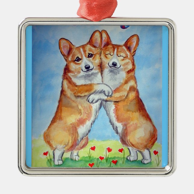 Adorno Metálico Pembroke Welsh Corgi Ornament Square Premium (Frente)