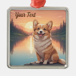 Adorno Metálico Pembroke Welsh Corgi por lago