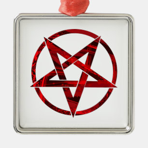 Adorno Metálico Pentagrama del Diablo Rojo