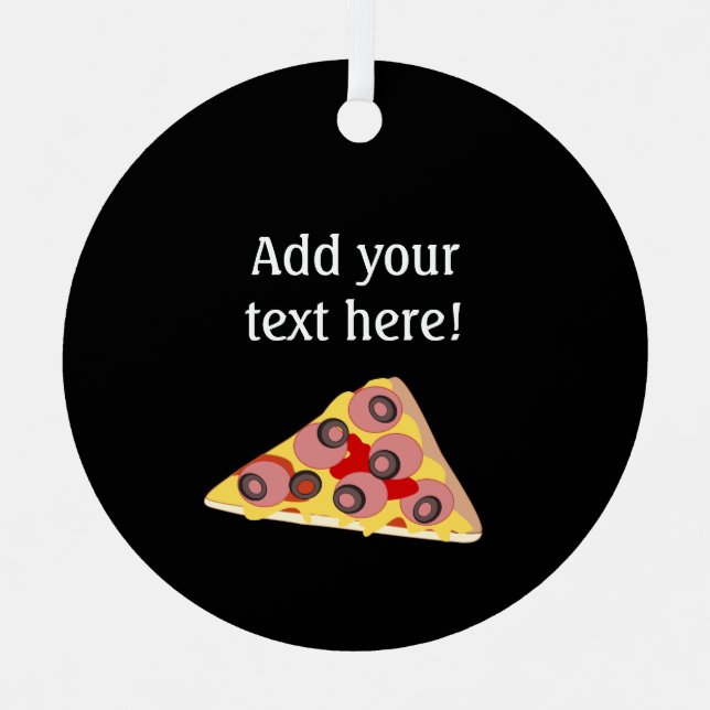 Adorno Metálico Pepperoni Pizza Slice - Texto personalizado (Anverso)