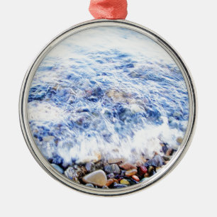 Adorno Metálico Pequeña ola y piedras de colores