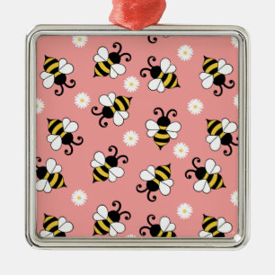 Adorno Metálico Pequeñas abejas y flores de margarita