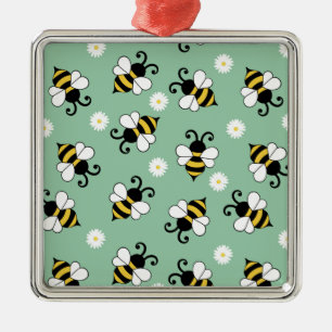 Adorno Metálico Pequeñas abejas y flores de margarita