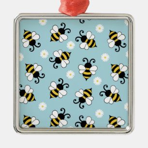 Adorno Metálico Pequeñas abejas y flores de margarita