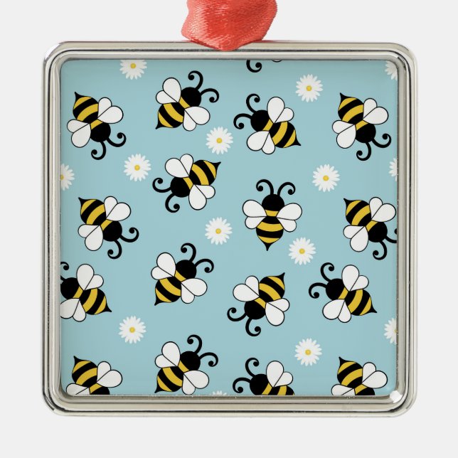 Adorno Metálico Pequeñas abejas y flores de margarita (Frente)