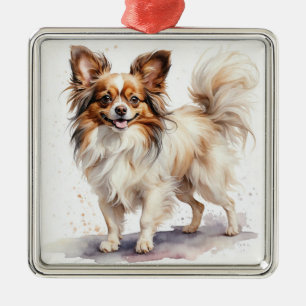ADORNO METÁLICO PEQUEÑO CUTE FLUFFY PAPILLON PUPPY DOG
