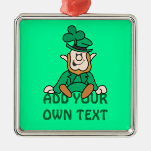 Adorno Metálico Pequeño Leprechaun - añada su propio texto