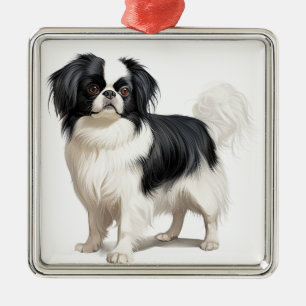 ADORNO METÁLICO PEQUEÑO PERRO CHINO NEGRO Y BLANCO ADORABLE