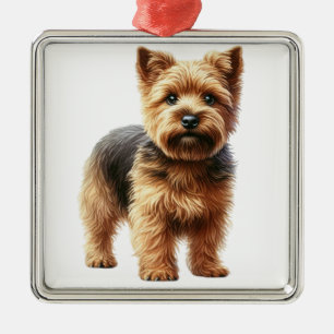 ADORNO METÁLICO PEQUEÑO PERRO TERRIER NORUEGA ADORABLE
