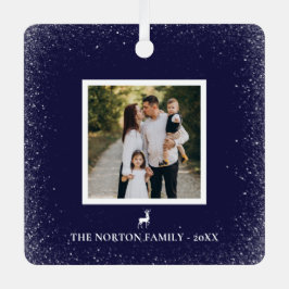 Adorno Metálico Pequeño reno Sencillo de copas de nieve foto NAVY 