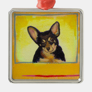 Adorno Metálico Pequeños negro del arte del perro y minpin lindos