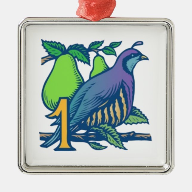 Adorno Metálico Perdiz en un peral (Frente)