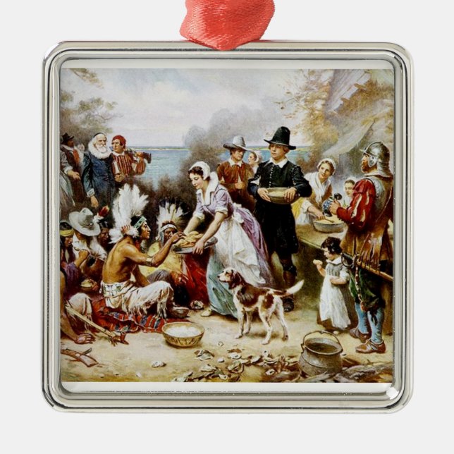 Adorno Metálico Peregrino de la acción de gracias/ornamento indio (Frente)