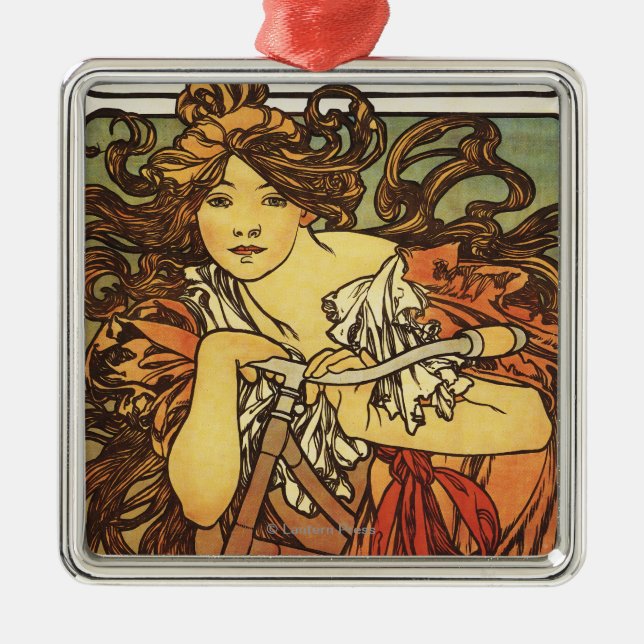 Adorno Metálico Perfecta bicicleta con poste publicitario de mujer (Frente)