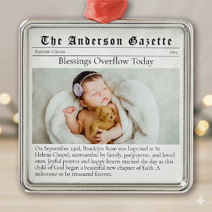 Adorno Metálico Periódico Baptism Photo Keepsake