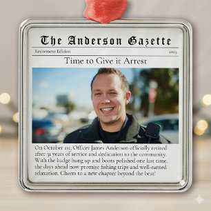 Adorno Metálico Periódico Keepsake de retiro policial