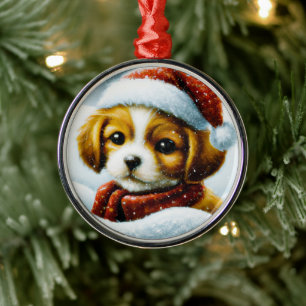 Adorno Metálico Perrito Santa Navidad
