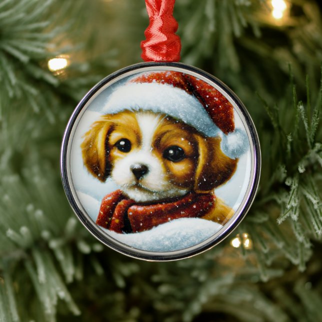 Adorno Metálico Perrito Santa Navidad (Árbol)