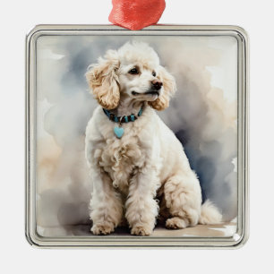 ADORNO METÁLICO PERRO ADORABLE BLANCO FRANCÉS POODLE PUPPY