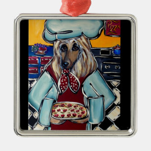 ADORNO METÁLICO PERRO AFGANO CHEF