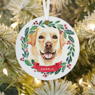 Adorno Metálico Perro Amarillo Labrador Retriever Amante Navidad