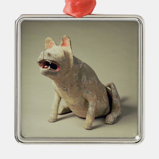 Adorno Metálico Perro asentado cerámica china temprana, tumba (Frente)