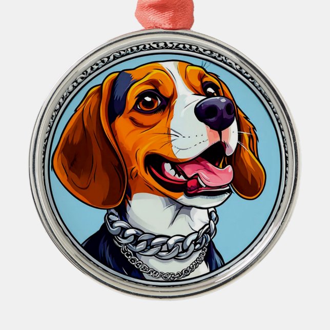 Adorno Metálico Perro beagle lindo (Frente)