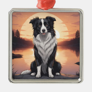 Adorno Metálico Perro Border Collie