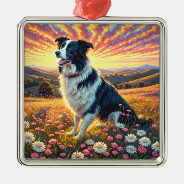 Adorno Metálico Perro Border Collie (Frente)