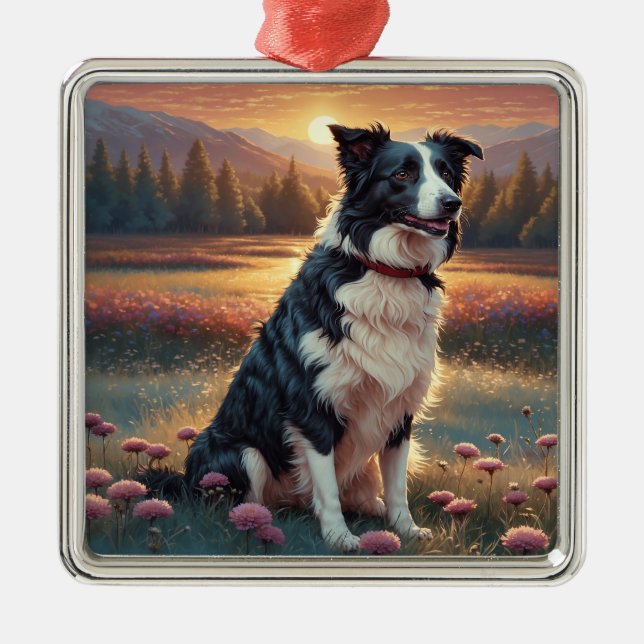 Adorno Metálico Perro Border Collie (Frente)