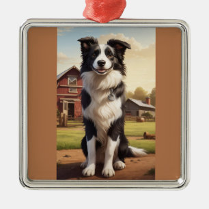 Adorno Metálico Perro Border Collie