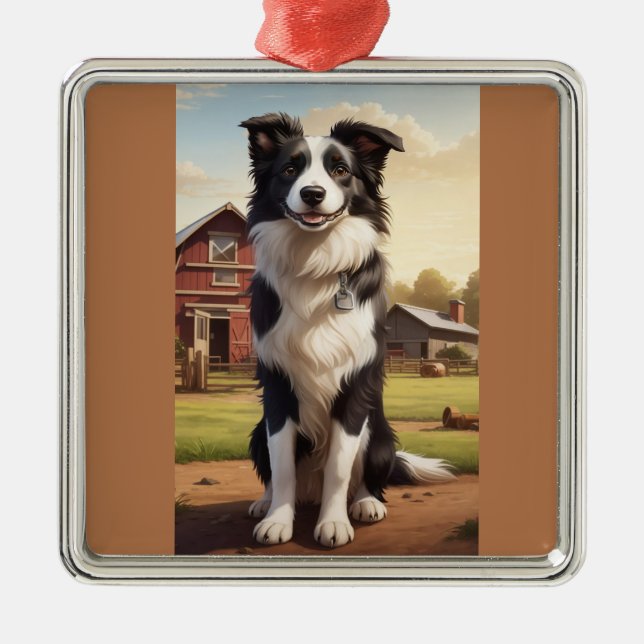 Adorno Metálico Perro Border Collie (Frente)