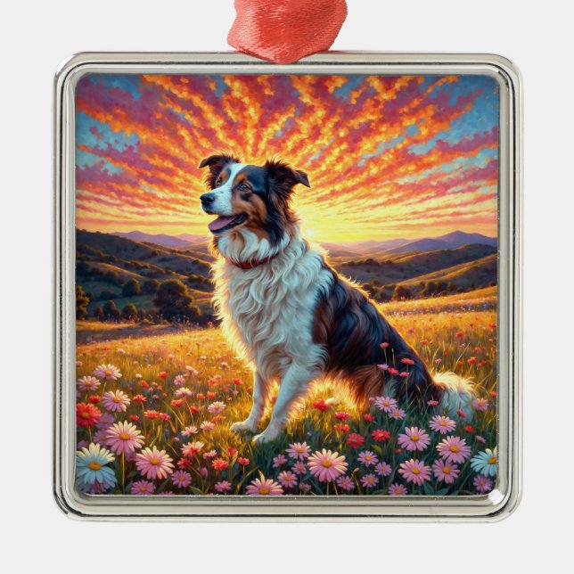Adorno Metálico Perro Border Collie (Frente)