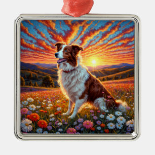 Adorno Metálico Perro Border Collie