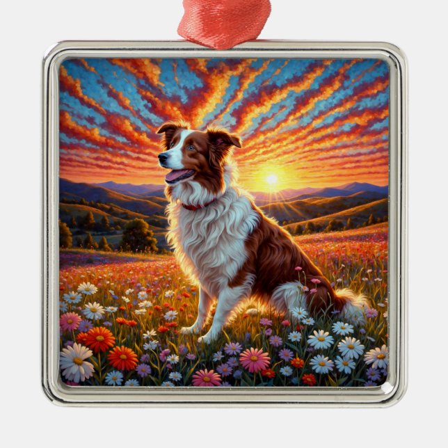 Adorno Metálico Perro Border Collie (Frente)