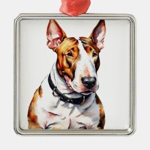 ADORNO METÁLICO PERRO BULL TERRIER DE COLOR ACUARELA