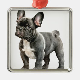 ADORNO METÁLICO PERRO BULLDOG FRANCÉS ADORABLE NEGRO Y BLANCO