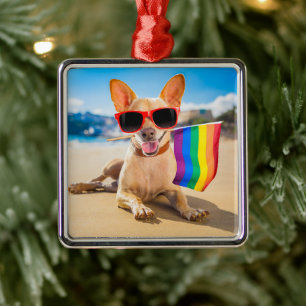 Adorno Metálico Perro Chihuahua en la playa