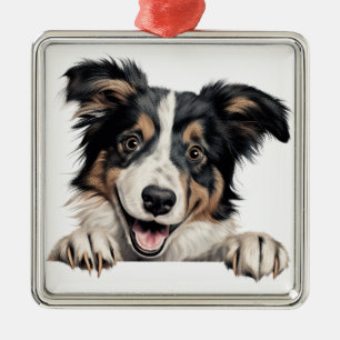 ADORNO METÁLICO PERRO COLLIE ÁSPERO DE ACUARELA HERMOSA