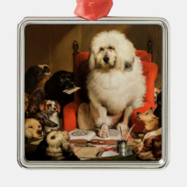 Adorno Metálico Perro como juez que dicta la ley en la corte