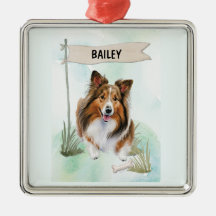Perro de aguas Shetland Acuarela Personalizado