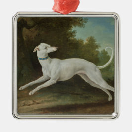 Adorno Metálico Perro de Greyhound blanco (por Jean-Baptiste Oudry