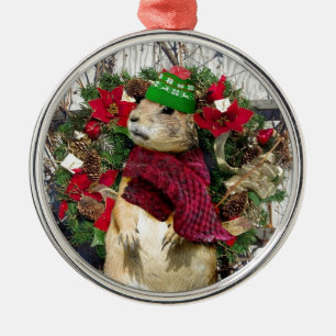 Adorno Metálico Perro de las praderas del navidad