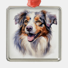 ADORNO METÁLICO PERRO DE PASTOR AUSTRALIANO ACUARELA FLUFFY