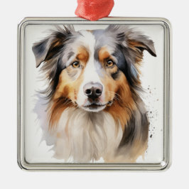 ADORNO METÁLICO PERRO DE PASTOR AUSTRALIANO ACUARELA FLUFFY